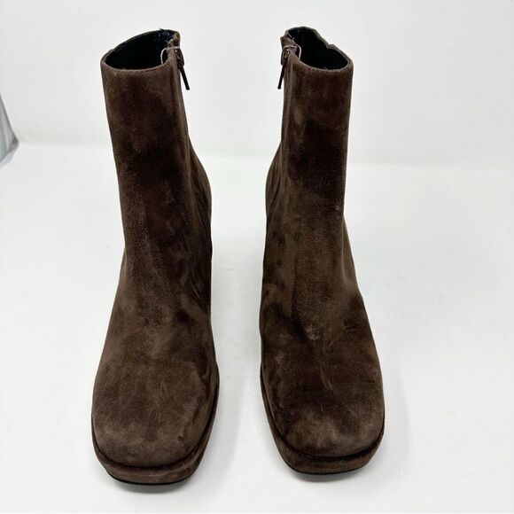 Jeffrey Campbell Humanity Zip Ankle Bootie Platform Brown Suede Boot Size 7.5 - Picture 3 of 8